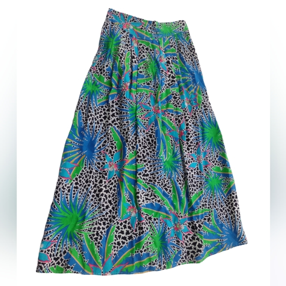 80s neon tropical print skirt